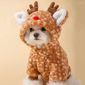 Vêtements de chien animal de compagnie de Noël en peluche manteau chat vêtements d'hiver avec anneau de remorquage aux oreilles mignonnes
