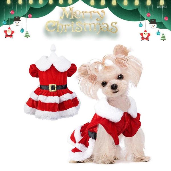 Vêtements de chien Pet Noël Robe rouge Petite et moyenne taille Chiens Chat Santa Costume Chaud Mignon Princesse Manteau Vêtements