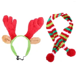 Hondenkleding huisdier kerstset sjaal verwoesters hoofdband kostuums accessoires streep polaire fleece draagbare accessoire haarbanden