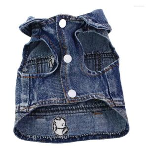 Vêtements pour chiens Vêtements pour animaux de compagnie Bichon Frise Teddy 2024 Printemps Été Automne Décoration Trou Panda Broderie Denim Gilets