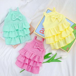 Vêtements pour chiens Vêtements pour animaux de compagnie Bowknot Robe en couches pour chiens Vêtements de suspension Chat Petite fille d'été Candy Couleur Chihuahua Produits 2023