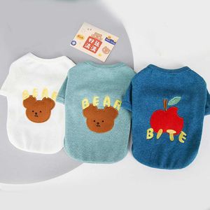 Vêtements pour chiens Vêtements pour animaux de compagnie Chemises de dessins animés Vêtements Chiens Super petits vêtements Mignon Apple Bear Print T-shirt printemps été Blanc Ropa PerroDog