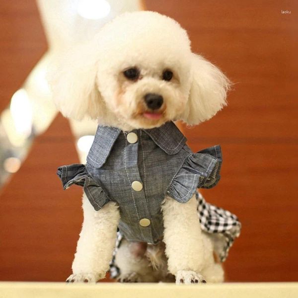 Vêtements pour chiens vêtements pour animaux de compagnie tenues de chats en denim robe de printemps jupe tutu pour les petits chiens girl chihuahua chats vêtements d'été