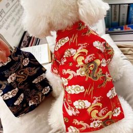 Vêtements pour chiens Vêtements pour animaux de compagnie Année chinoise Costume Tang pour chiens Cheongsam Manteau d'hiver Veste Printemps Festival Vêtements Costume