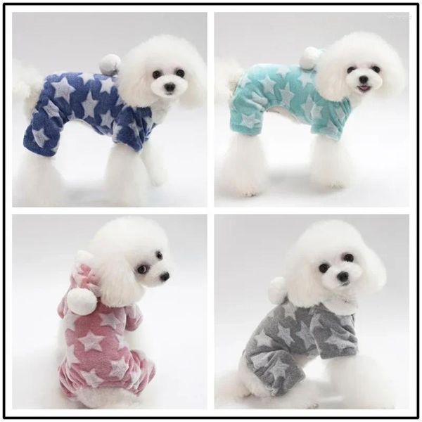 Disfraz de ropa para mascotas de ropa para perros Pajama de otoño e invierno Velvet 18 estrellas Kawaii Puppy