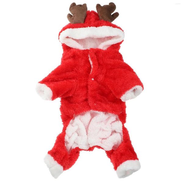 Vêtements pour chiens Vêtements pour animaux de compagnie Elk Costume de Noël Cool Mignon Cosplay (Rouge XS) Filles Robes Tenue Corail Polaire À Capuche Vêtements Chemise