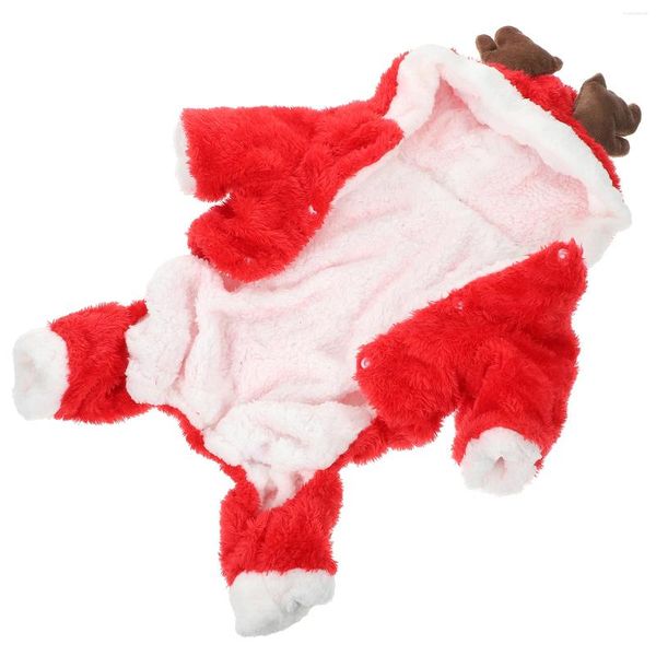 Vêtements pour chiens Vêtements pour animaux de compagnie Costume d'élan Noël Cool Mignon Cosplay (Rouge XS) Pull à capuche de fête Corail Polaire Outfit Designer