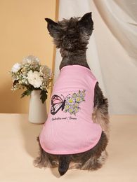 Hondenkleding huisdierkleding voor kat puppy tanktop jas vlinder bloemenprinted comfortabel sweatshirt outfits doek