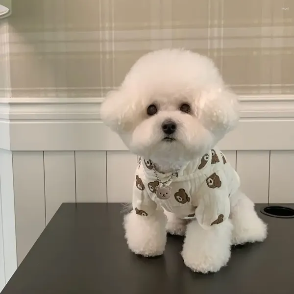 Ropa para perros Ropa para mascotas para perros pequeños Abrigo de otoño Yorkies Chihuahua Camisa Cachorro Chaqueta Acogedor Traje cálido Impresión de oso