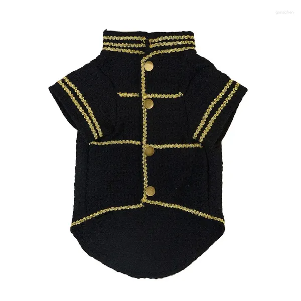 Vêtements pour chiens Vêtements pour animaux de compagnie pour petits chiens Chats Ruban d'or noir Chemise Chiot Vêtements Yorkies Chihuahua Tenue Mode