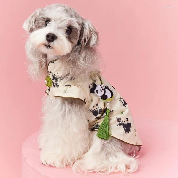 Ropa para perros ropa para perros pequeños ropa de cachorro delgada estilo chino teddy schnauzer bichon maneveless chaleco estampado panda