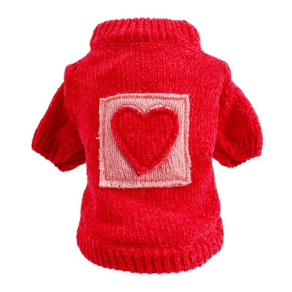 Vêtements pour chiens Vêtements pour animaux de compagnie Tricot Automne et hiver Costume pour Teddy Petit Chat Chiens Chaud Amour Coeur Motif Pull