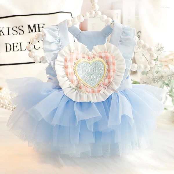 Vêtements pour chiens Vêtements pour animaux de compagnie Princesse Jupe à bulles pour chiens Vêtements Chat Petit coeur Robe à bretelles Sweet Thin Summer Girl Produits 2024