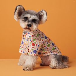 Hondenkleding Huisdierenkleding Puppyblouses Bloemen Pringing Pomerania Shirt Prinses Zomer T-shirt voor kleine middelgrote kat Kostuum Mopshond