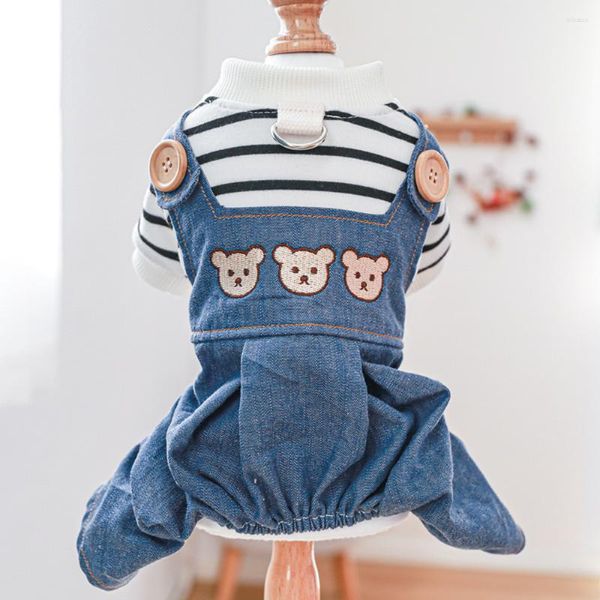 Chien vêtements vêtements pour animaux de compagnie printemps été mode combinaison chat doux rayure manteau petit mignon harnais chiot Kawaii costume caniche Yorkie maltais