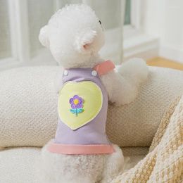 Vêtements pour chiens vêtements pour animaux de compagnie Summer Viete mignon pour les petits chiens Belle coeur Fleur Patch Cat Cat Vêtements TEDDY BICHON CHIHUAHUA