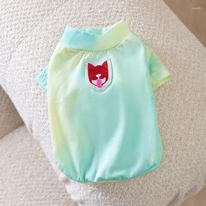 Vêtements pour chiens Vêtements pour animaux de compagnie Tie-Dye T-shirts pour chiens Vêtements Chat Petit Démon Patch Bleu Mignon Mince Printemps Été Garçon Fille Produits 2023