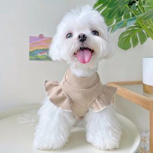 Vêtements pour chiens vêtements pour animaux de compagnie velours doux vêtements pour chats manches volantes chemise en dentelle intérieure Chihuahua Preppy doux Teddy