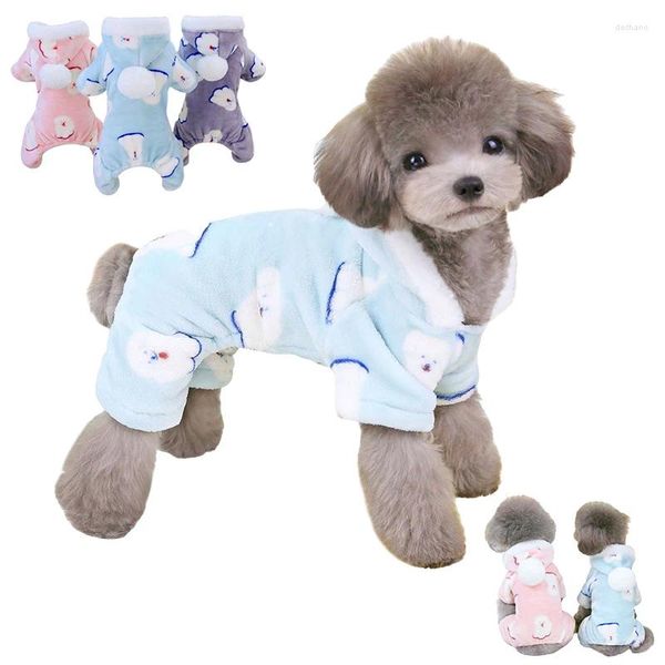 Vêtements pour chiens vêtements d'animaux de compagnie d'hiver sweat-shirt sweat en pyjama en flanelle douce et combinaison chaude pour petits vêtements en peluche chihuahua