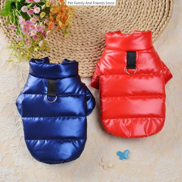 Vêtements pour chiens vêtements d'animaux de compagnie d'hiver manteau chaud veste en cuir vif étanche pour chiens chat chiot coton vêtements rembourrés avec anneau en d