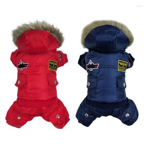 Vêtements pour chiens Vêtements pour animaux de compagnie Hiver Chaud Manteau Rouge Combinaison Épaissir Vêtements Pour Yorkshire Teddy Chiens Costume Chiot Vestes