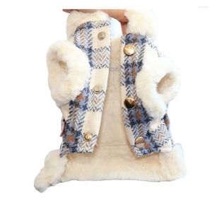 Vêtements pour chiens Vêtements pour animaux de compagnie avec embellissements en peluche Gilet d'impression à carreaux Manteau d'hiver pour chat doux confortable chaud pour le temps