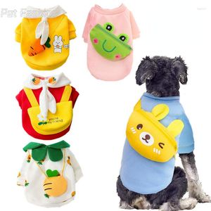 Ropa para perros Ropa para mascotas Ropa de dibujos animados con bolsa de mensajero Traje pequeño Estampado de oso Sudadera con capucha para perros Lindo Otoño Invierno Gato Sudadera Perro