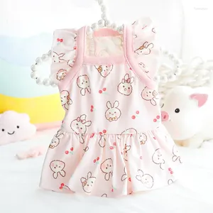 Vêtements pour chiens vêtements pour animaux de compagnie dessin animé robe à manches volantes pour vêtements chat petite jupe suspension à imprimé cerise de fraise sweet mignon