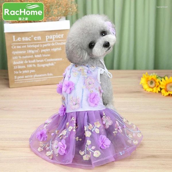 Vêtements pour chiens Vêtements pour animaux de compagnie Chat Jupe en dentelle Luxe Haut de gamme Teddy Bichon Chihuahua Petite et moyenne Robe de princesse à fleurs 3D