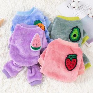 Hondenkleding huisdierkleding voor weer gezellig fruitpatroon winter jumpsuit kleine honden katten fleece overalls pyjama met chihuahua