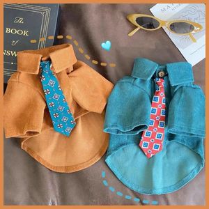 Ropa para perros Ropa para mascotas Camisas de estilo de Hong Kong para perros Ropa Gato Pequeña Corbata Camisa Linda Primavera Otoño Niño Yorkshire Accesorios