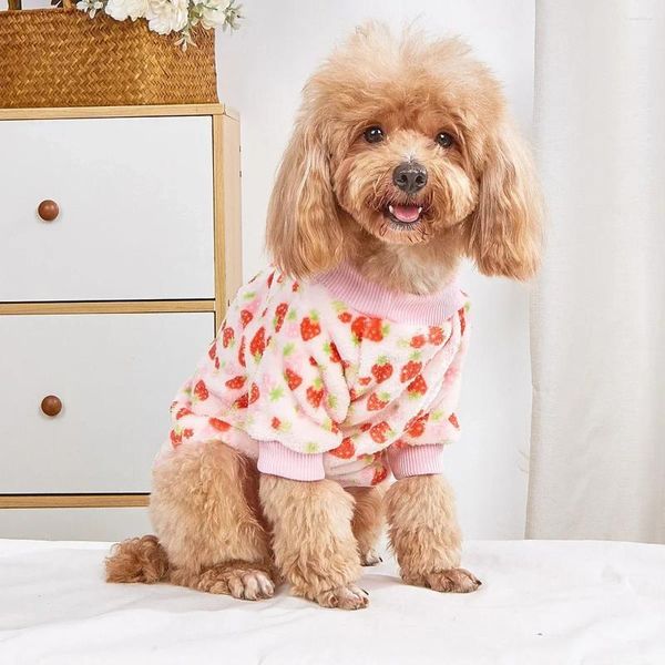 Vêtements pour chiens vêtements pour animaux de compagnie Love Heart Strawberry Fruit Fruit Automne Hiver Cat chaud Cat universel sweat à sweat