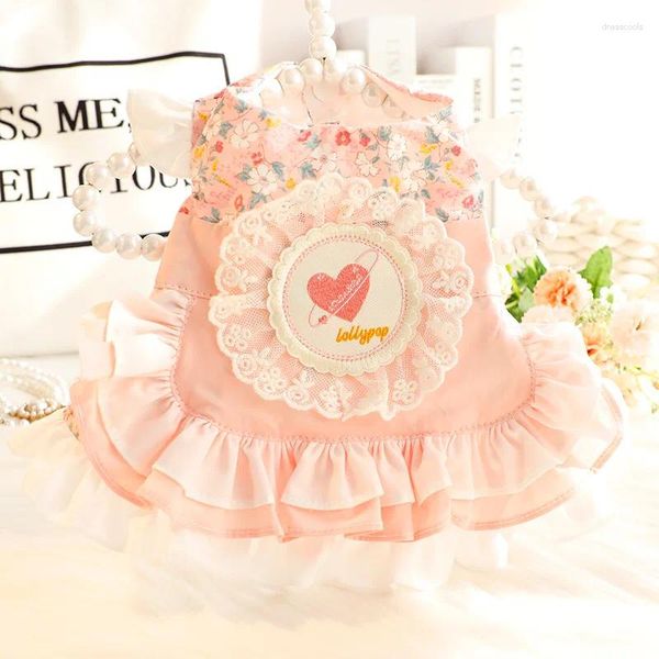 Ropa para perros Ropa para mascotas Maid Vestido floral lolita para perros Ropa Gato Pequeños corazones Princesa Falda Verano Dulce Yorkshire Accesorios