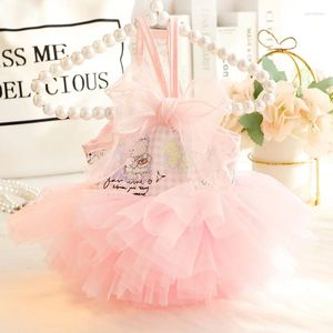 Vêtements pour chiens vêtements pour animaux de compagnie princesse sweet suspension robe pour chiens vêtements chat petite jupe rose jupe d'été filles accessoires de Yorkshire