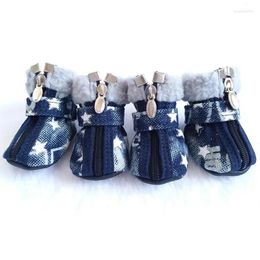 Vêtements pour chiens Vêtements pour animaux de compagnie Chaussures en denim pour chiots Couvre-chaussures respirant antidérapant intérieur automne/hiver