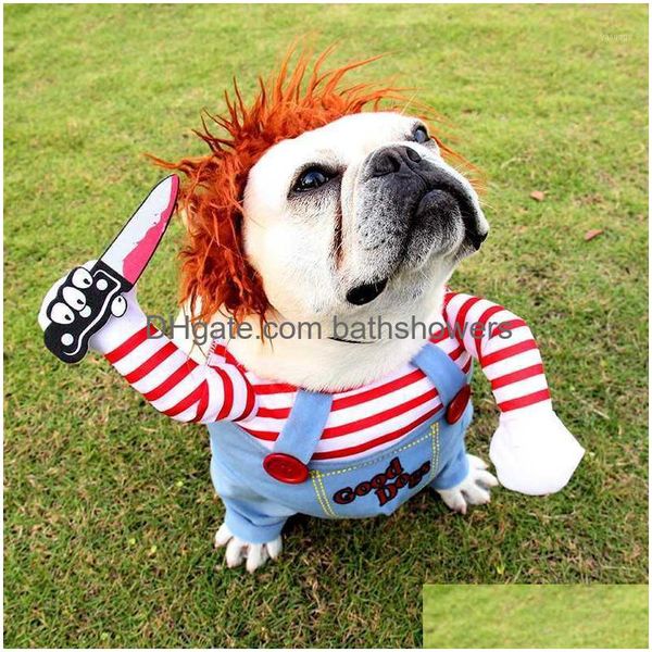 Vêtements pour chiens Vêtements pour animaux de compagnie Transformation Costume d'Halloween Perruque Moyenne Grande Salopette Combinaison Drôle Cosplay Clothes1 Drop Delivery Ho Dh5Wd