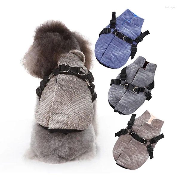 Vêtements pour chiens manteau pour animaux de compagnie avec harnais vêtements d'hiver pour petits chiens moyens de veste de coton chaud