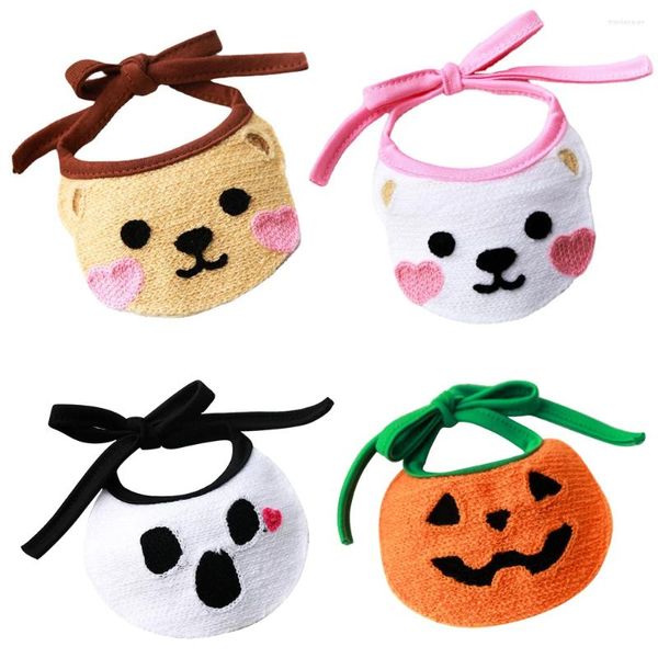 Ropa para perros Collar para mascotas Toalla de saliva Gato Accesorios tejidos a mano Bufanda redonda Babero Perros Mascotas para Halloween