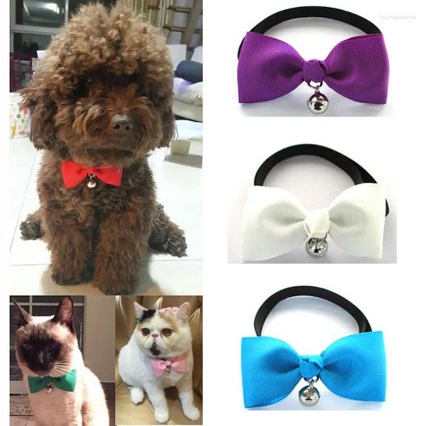 Vêtements pour chiens Collier pour animaux de compagnie avec cloche chat noeud papillon collier côtelé chiot bavoir couronne épingle accessoires