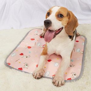 Tapis de refroidissement pour animaux de compagnie pour vêtements pour chiens - Soie de glace pour chiens, chats, couverture lavable portable, sièges de voiture, lits et plus en somme