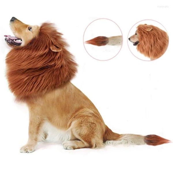 Ropa para perros ropa de cosplay linda pela lion mane wig with cola para perros gato fiesta de decoración de fiesta accesorios de juguete