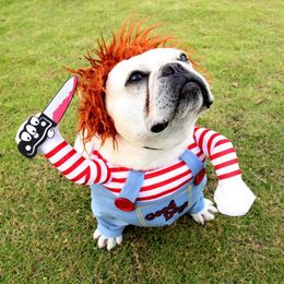 Vêtements de chien Costume de cosplay pour animaux de compagnie Halloween poupée effrayante pour la fête mignonne Chucky petites vacances