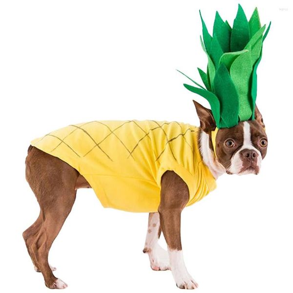 Ropa para perros Conjunto de disfraces para mascotas Camisa de decoración de piña encantadora creativa con sombrero Suministros para disfraces de fiesta de gatos