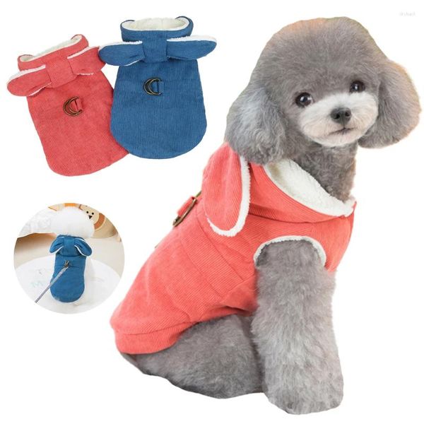 Vêtements pour chiens Veste en coton pour animaux de compagnie Vêtements chauds d'hiver avec chapeau pour chiot Chats Manteau Teddy Caniche Gilet Pug Chihuahua