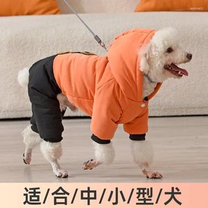 Ropa para perros Ropa acolchada de algodón para mascotas para perros Cálidos de cuatro patas en invierno con capucha engrosada de tamaño pequeño y mediano