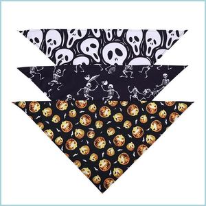 Hondenkleding Pet Dog Bandana Halloween SKL Pumpkin Gedrukte Scarf zakdoek Bib voor medium grote kattenkraagfeest Verzorging Accessori DHSEK