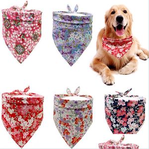 Ropa para perros Pet Dog Grooming Producto Estilo japonés Bandana Bufanda Colorf Flower Baberos Accesorios Drop Entrega 2021 Home Garden Suppli DHE72