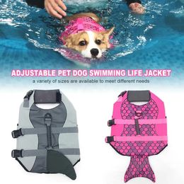 Vêtements pour chiens Gilet de sauvetage pour chien de compagnie Vêtements de sécurité Gilet de sauvetage Collier Harnais Économiseur de chien de compagnie Natation Conservateur Maillot de bain d'été Sirène Requin 231114