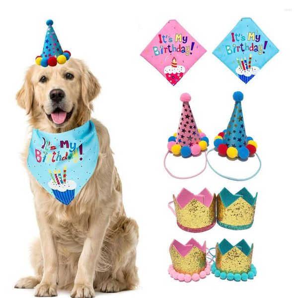 Chien vêtements animaux de compagnie chiens casquettes Bandana couronne chapeaux avec corde mignon chat anniversaire Costume noël année décoration animaux accessoires