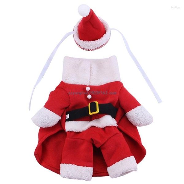 Vêtements pour chiens Vêtements pour chiens de compagnie Petit costume de Noël rouge Chapeau de père Noël Décor de vacances